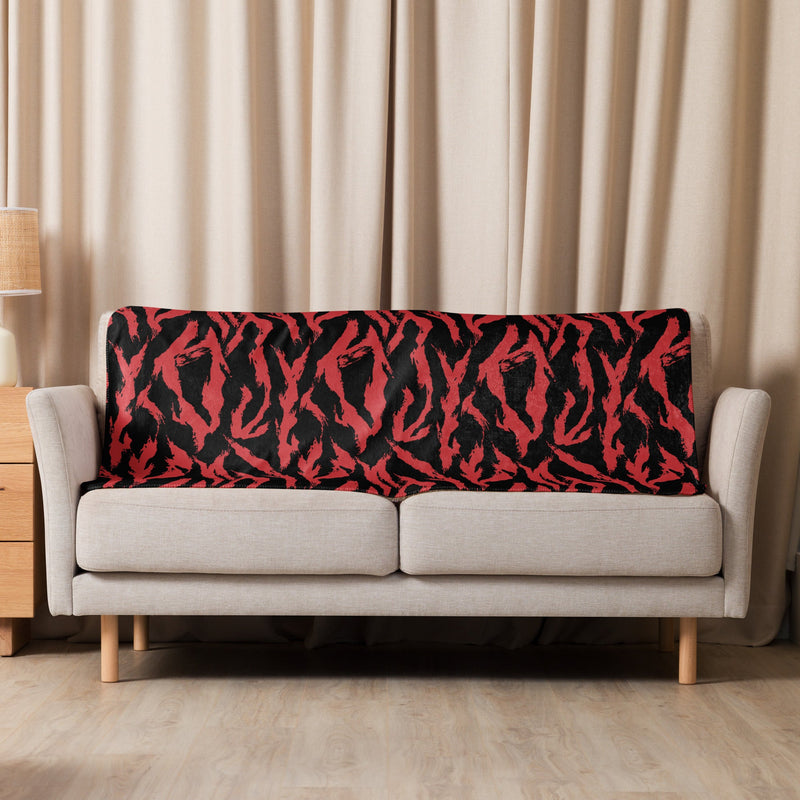 Tiger Stripe Crimson CAMO Sherpa Blanket