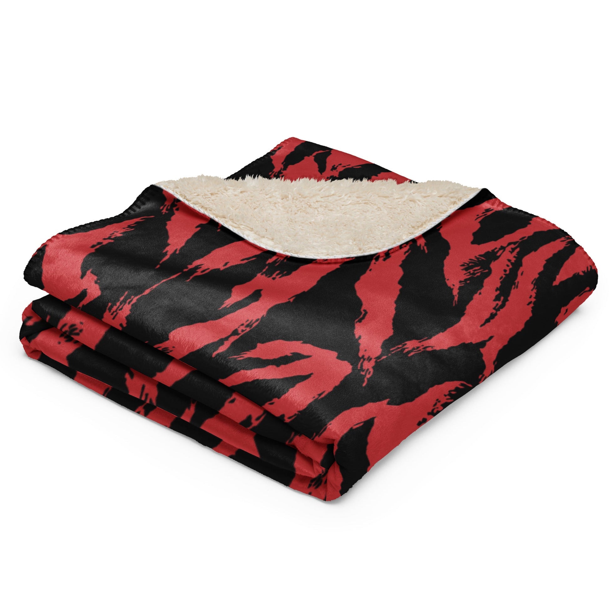 Modern Warfare Tiger Stripe Red and Black CAMO Sherpa blanket - Blankets
