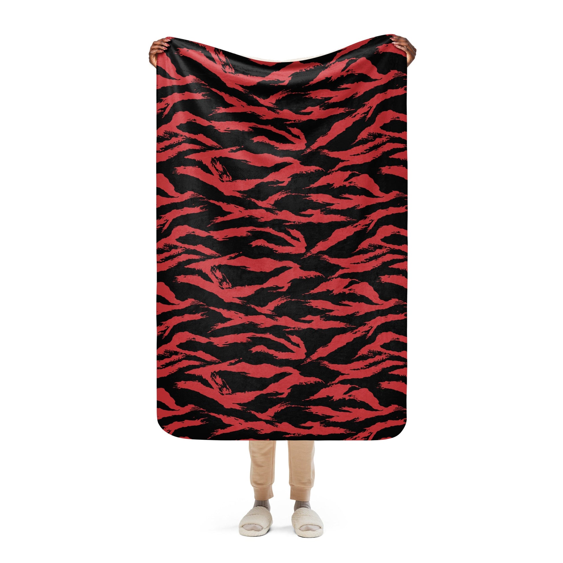 Modern Warfare Tiger Stripe Red and Black CAMO Sherpa blanket - 37″×57″ - Blankets