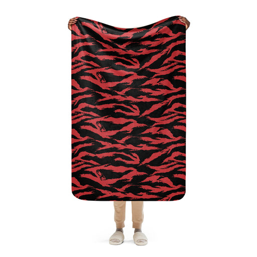 Tiger Stripe Crimson CAMO Sherpa Blanket - 37″×57″