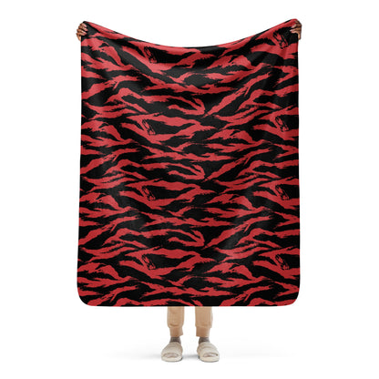 Modern Warfare Tiger Stripe Red and Black CAMO Sherpa blanket - 50″×60″ - Blankets