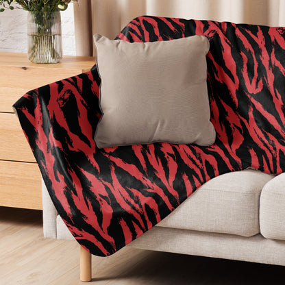 Modern Warfare Tiger Stripe Red and Black CAMO Sherpa blanket - Blankets