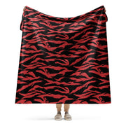 Tiger Stripe Crimson CAMO Sherpa Blanket - 60″×80″