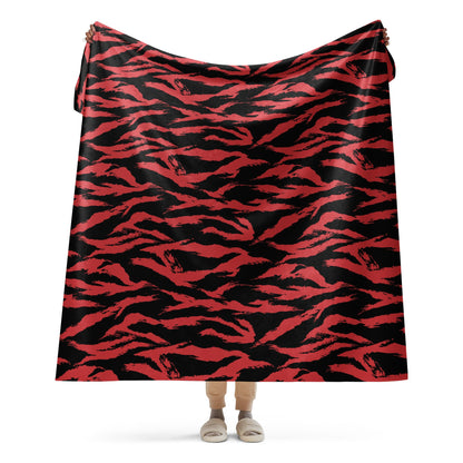 Modern Warfare Tiger Stripe Red and Black CAMO Sherpa blanket - 60″×80″ - Blankets