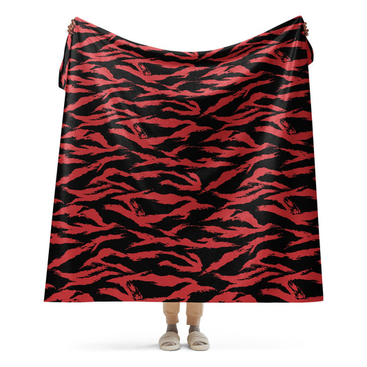 Modern Warfare Tiger Stripe Red and Black CAMO Sherpa blanket - 60″×80″ - Blankets