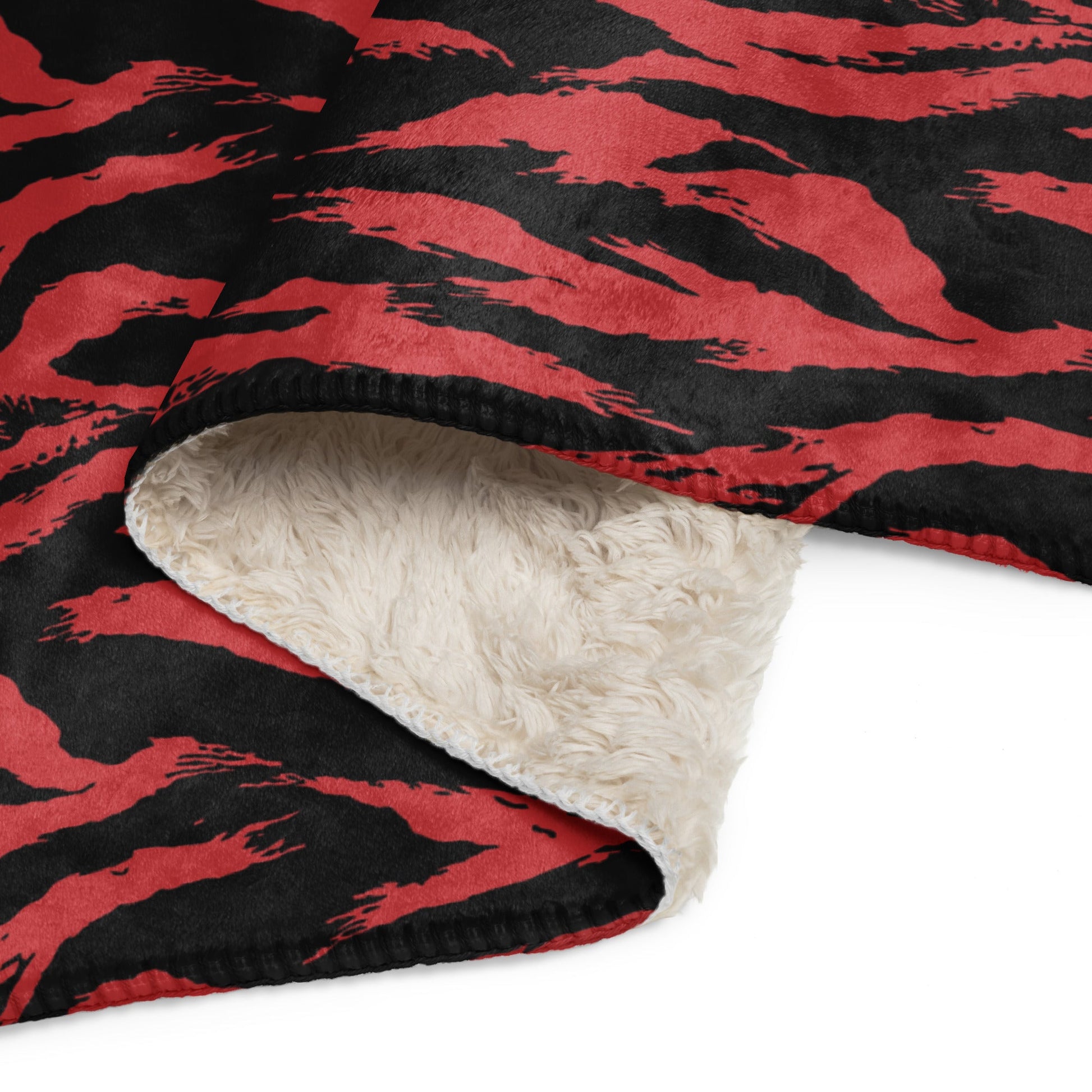 Modern Warfare Tiger Stripe Red and Black CAMO Sherpa blanket - Blankets