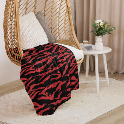 Modern Warfare Tiger Stripe Red and Black CAMO Sherpa blanket - Blankets