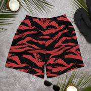 Tiger Stripe Crimson CAMO Unisex Athletic Long Shorts