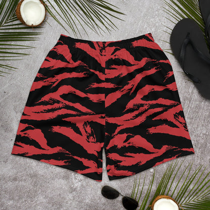 Modern Warfare Tiger Stripe Red and Black CAMO Unisex Athletic Long Shorts
