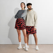 Tiger Stripe Crimson CAMO Unisex Athletic Long Shorts