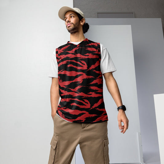 Modern Warfare Tiger Stripe Red and Black CAMO unisex basketball jersey 2XS Basketball Jerseys