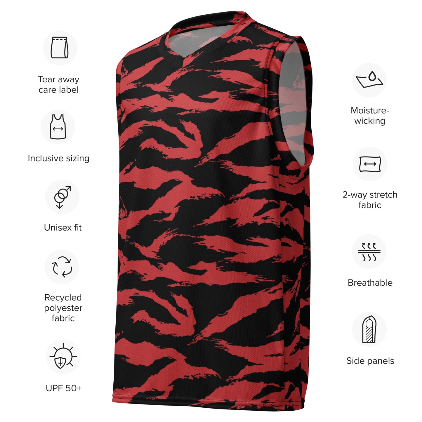 Modern Warfare Tiger Stripe Red and Black CAMO unisex basketball jersey Basketball Jerseys