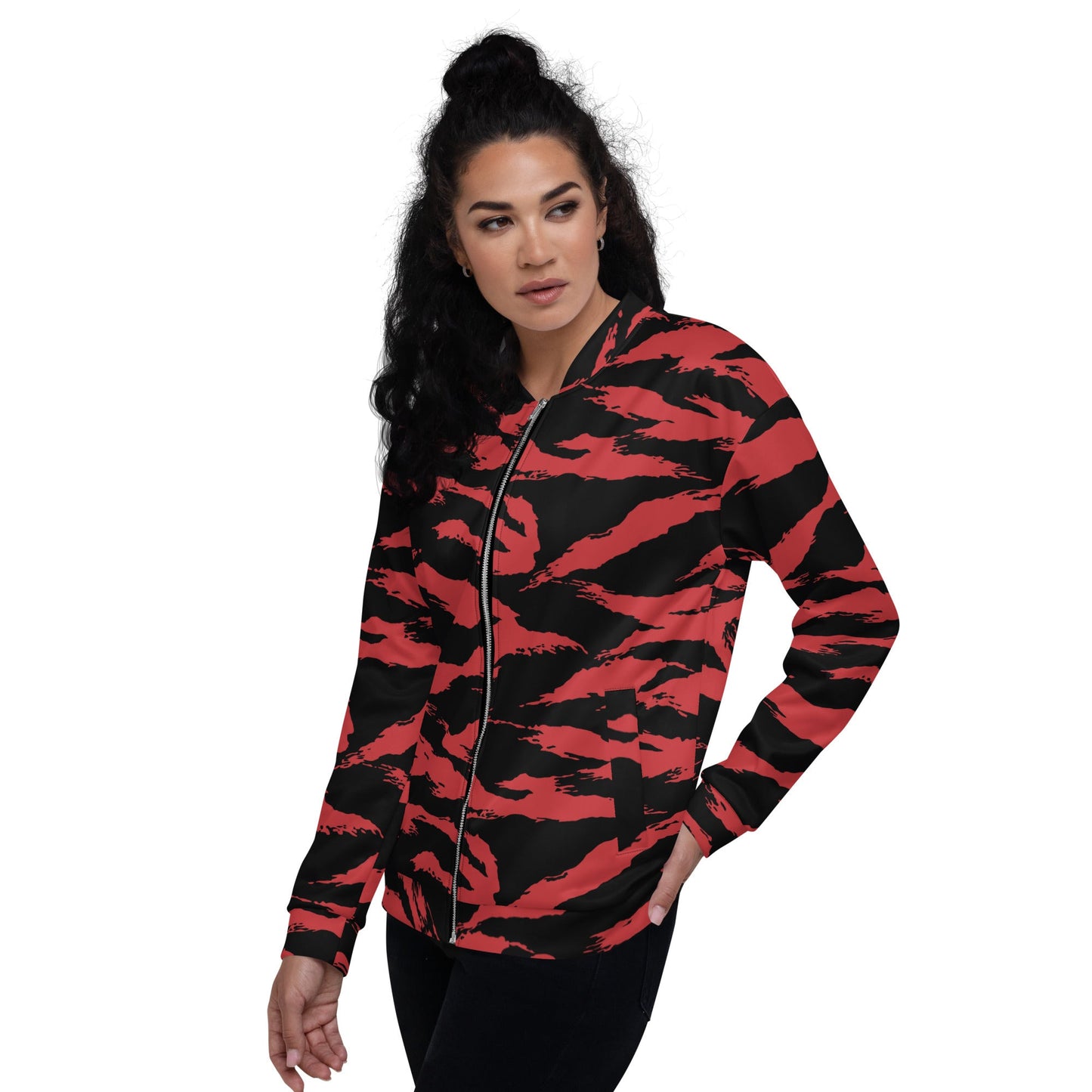Modern Warfare Tiger Stripe Red and Black CAMO Unisex Bomber Jacket - Jackets
