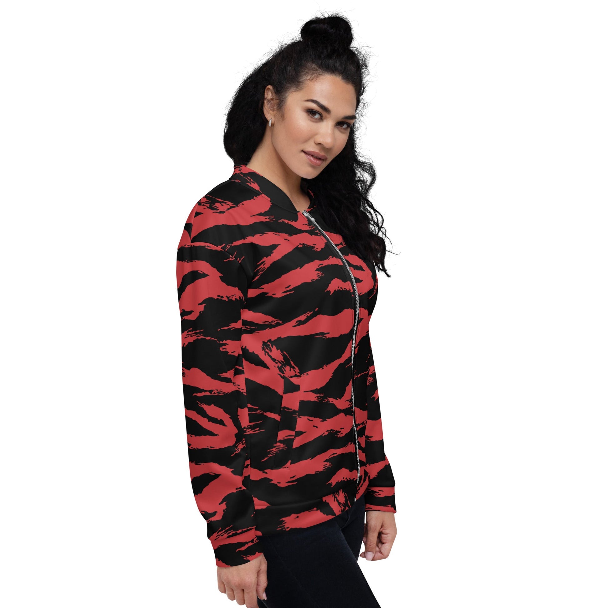 Modern Warfare Tiger Stripe Red and Black CAMO Unisex Bomber Jacket - Jackets