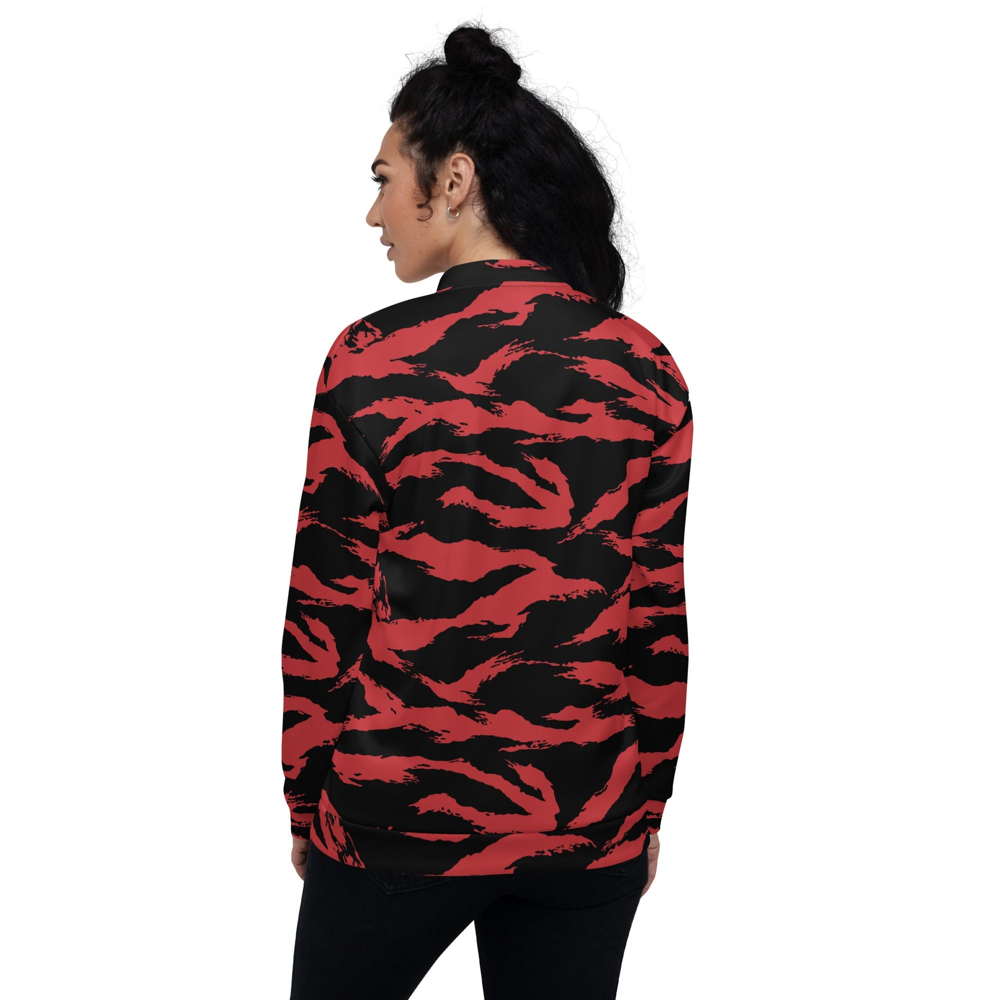 Modern Warfare Tiger Stripe Red and Black CAMO Unisex Bomber Jacket - Jackets