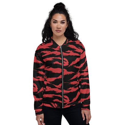 Modern Warfare Tiger Stripe Red and Black CAMO Unisex Bomber Jacket - Jackets
