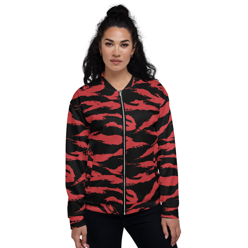 Tiger Stripe Crimson CAMO Unisex Bomber Jacket
