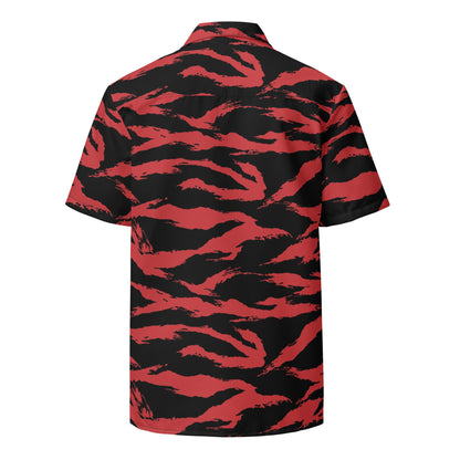 Modern Warfare Tiger Stripe Red and Black CAMO Unisex button shirt - Button Shirts