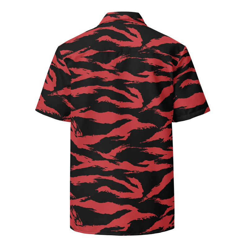 Tiger Stripe Crimson CAMO Unisex Short-Sleeve Button Shirt - Button-Up