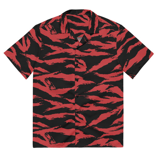 Tiger Stripe Crimson CAMO Unisex Short-Sleeve Button Shirt - 2XS - Button-Up