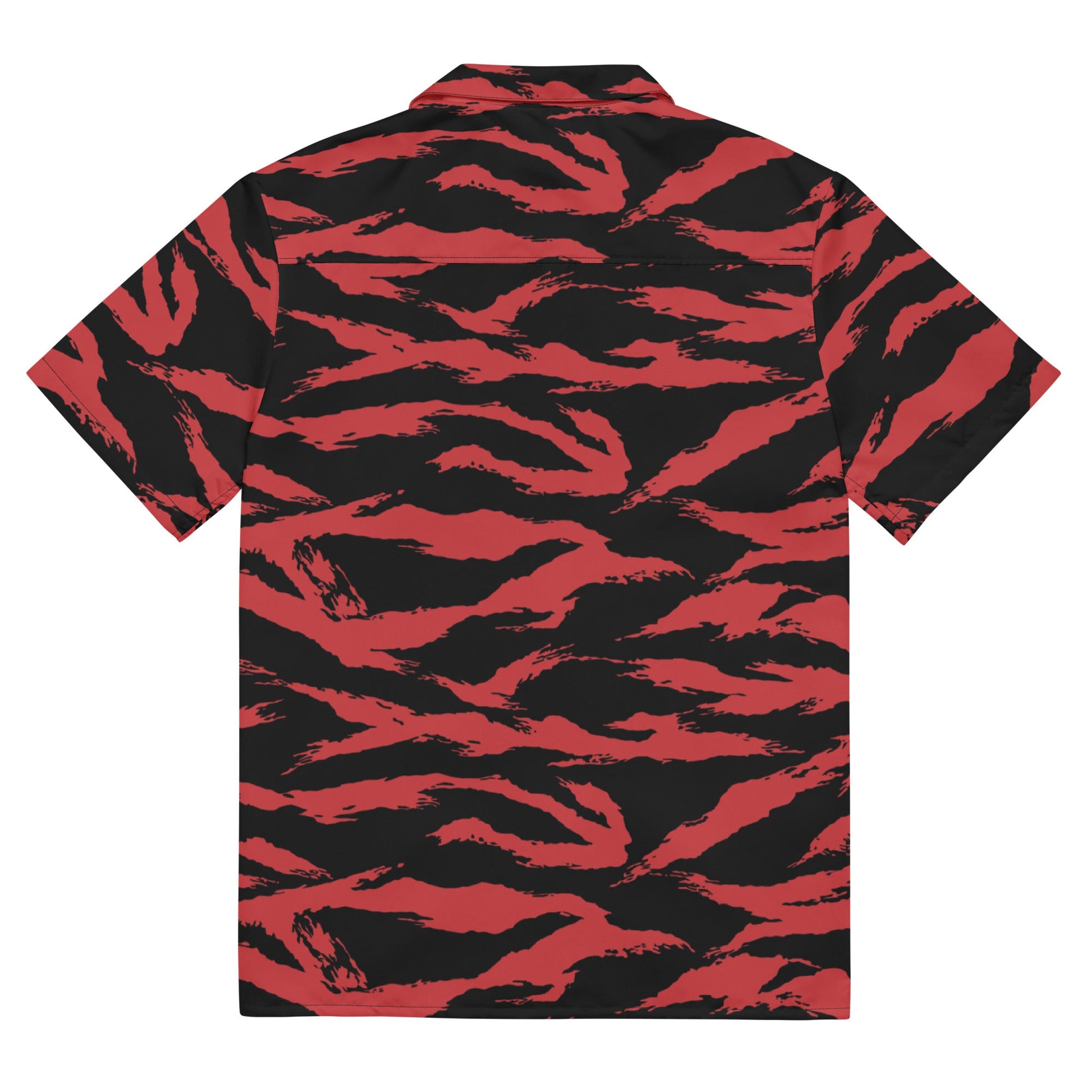 Modern Warfare Tiger Stripe Red and Black CAMO Unisex button shirt - Button Shirts