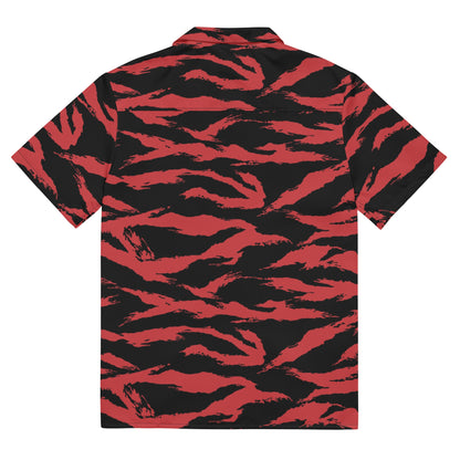 Modern Warfare Tiger Stripe Red and Black CAMO Unisex button shirt - Button Shirts