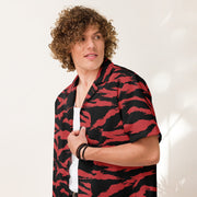 Tiger Stripe Crimson CAMO Unisex Short-Sleeve Button Shirt - Button-Up