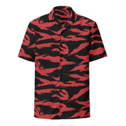 Tiger Stripe Crimson CAMO Unisex Short-Sleeve Button Shirt - Button-Up