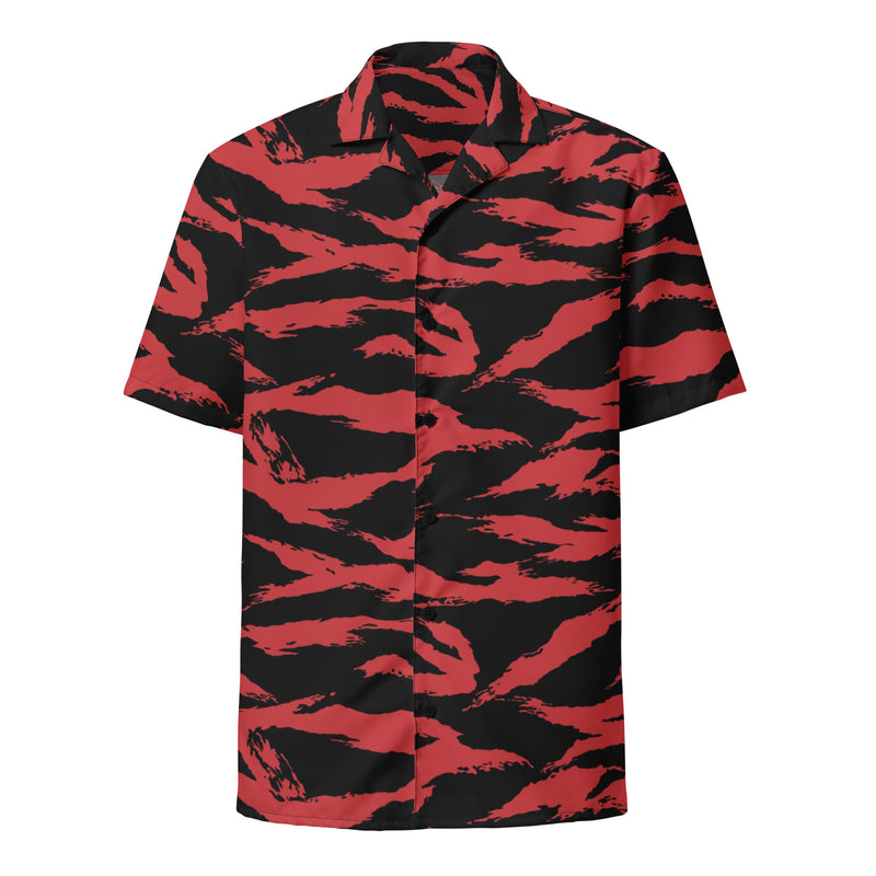 Tiger Stripe Crimson CAMO Unisex Short-Sleeve Button Shirt - Button-Up