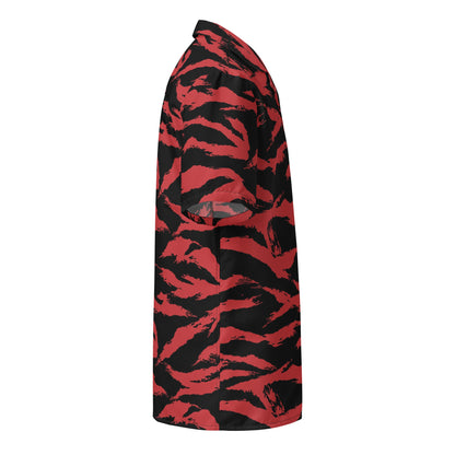 Modern Warfare Tiger Stripe Red and Black CAMO Unisex button shirt - Button Shirts