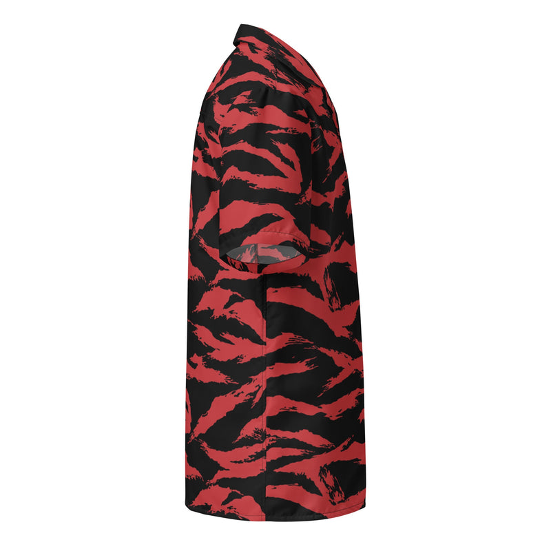 Tiger Stripe Crimson CAMO Unisex Short-Sleeve Button Shirt - Button-Up