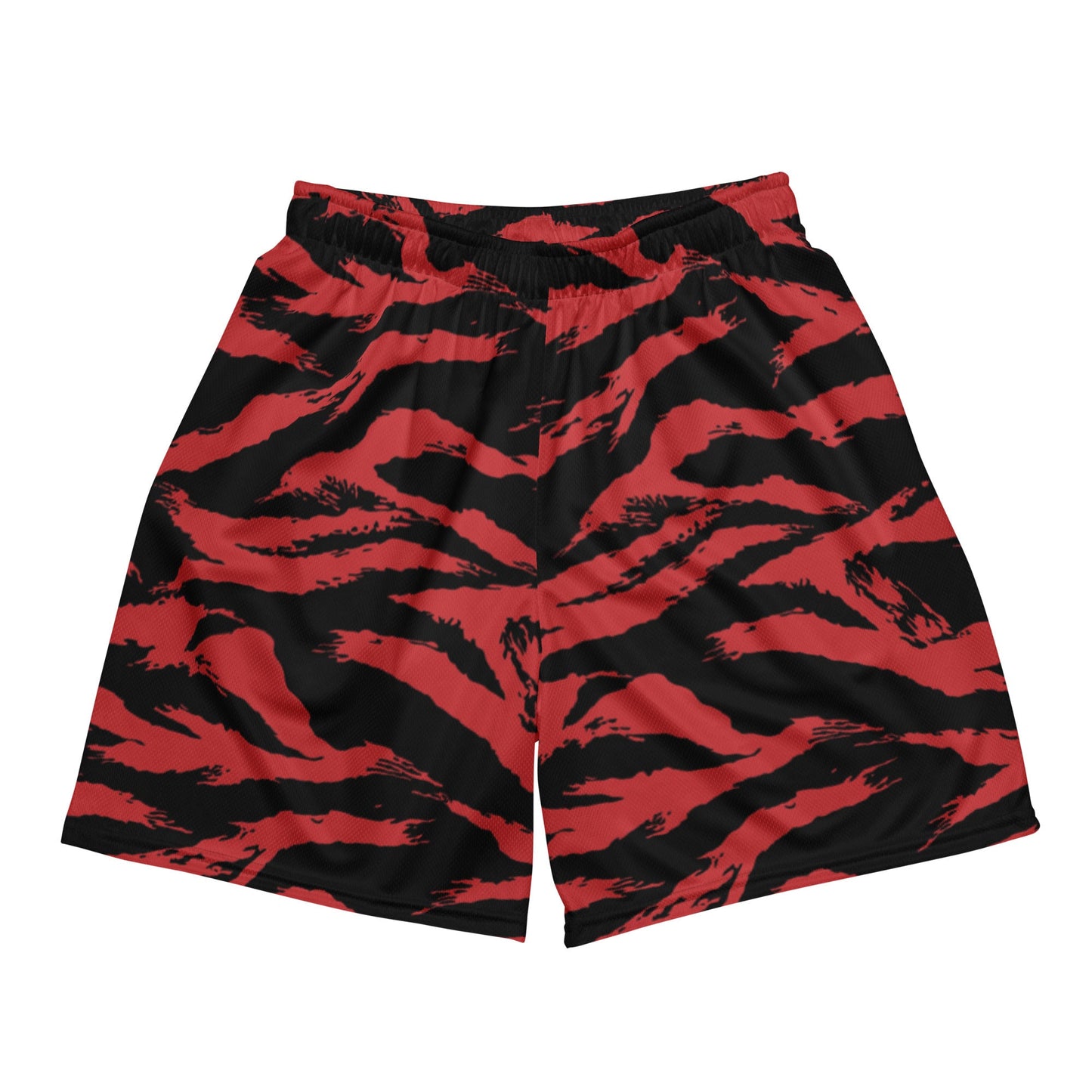 Modern Warfare Tiger Stripe Red and Black CAMO Unisex mesh shorts - 2XS - Mesh Shorts