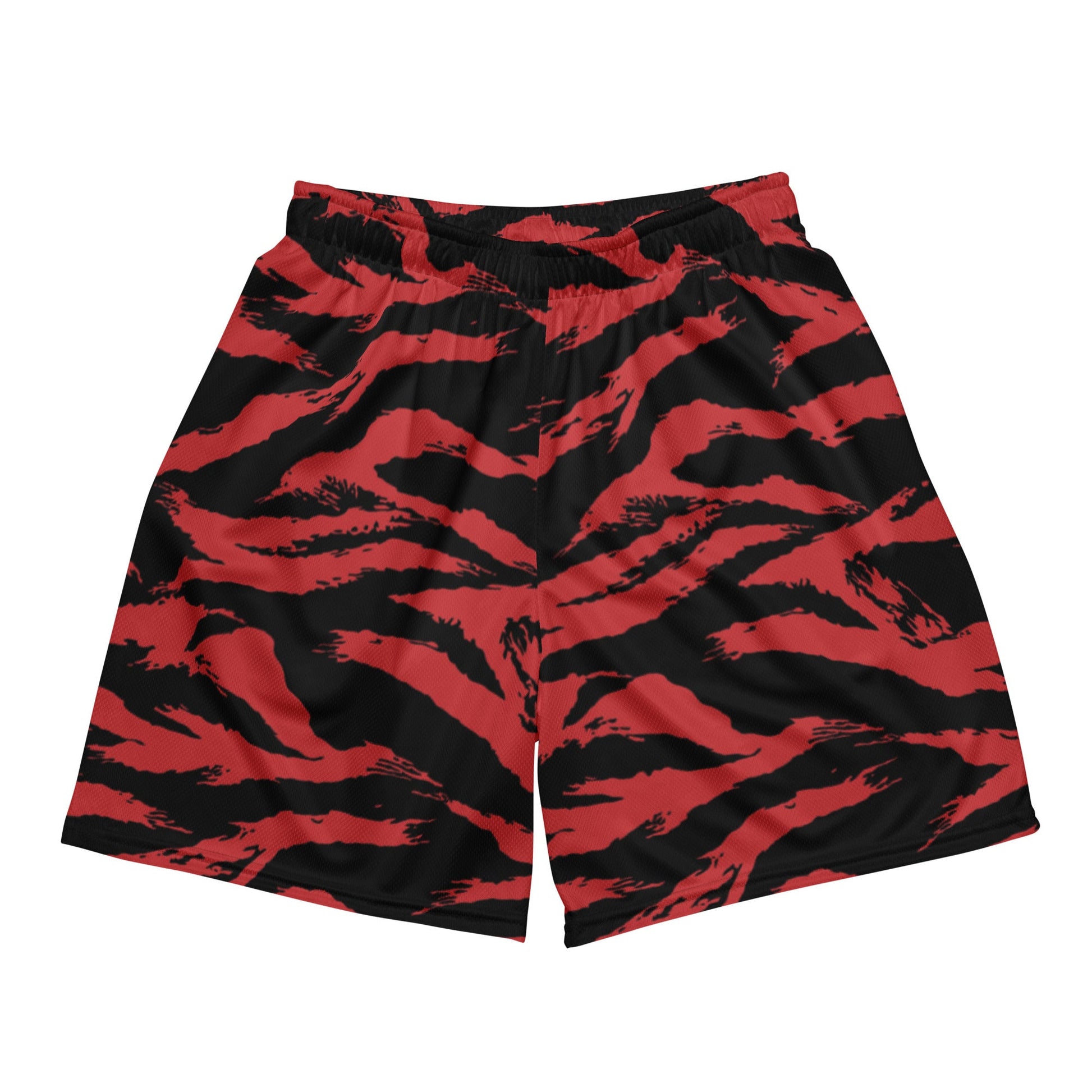 Modern Warfare Tiger Stripe Red and Black CAMO Unisex mesh shorts - 2XS - Mesh Shorts