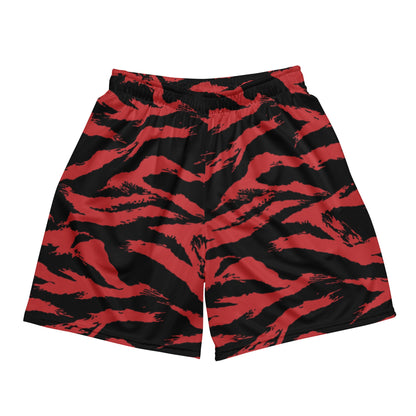 Modern Warfare Tiger Stripe Red and Black CAMO Unisex mesh shorts - 2XS - Mesh Shorts