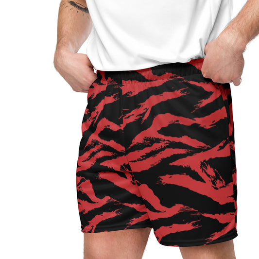 Modern Warfare Tiger Stripe Red and Black CAMO Unisex mesh shorts - Mesh Shorts