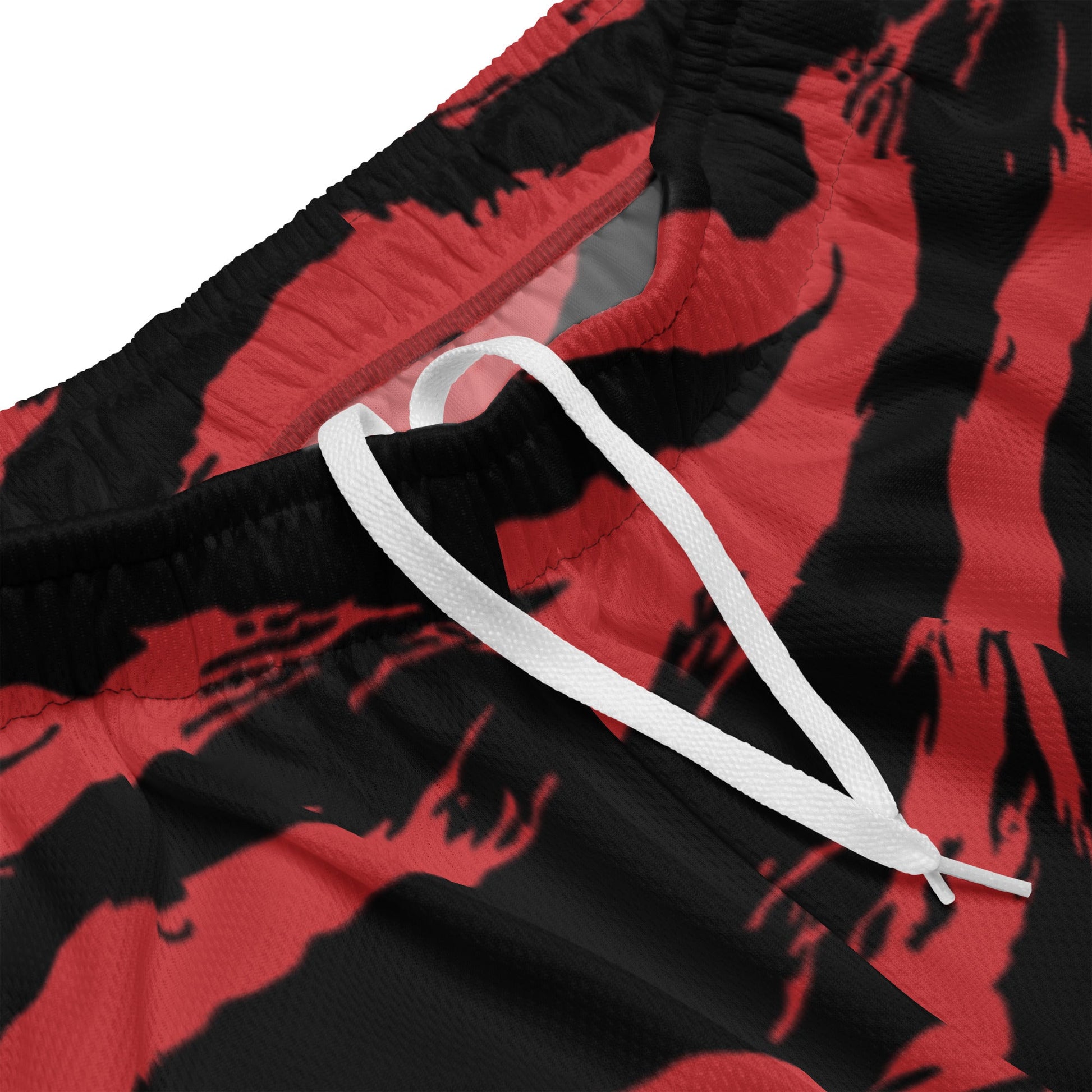 Modern Warfare Tiger Stripe Red and Black CAMO Unisex mesh shorts - Mesh Shorts