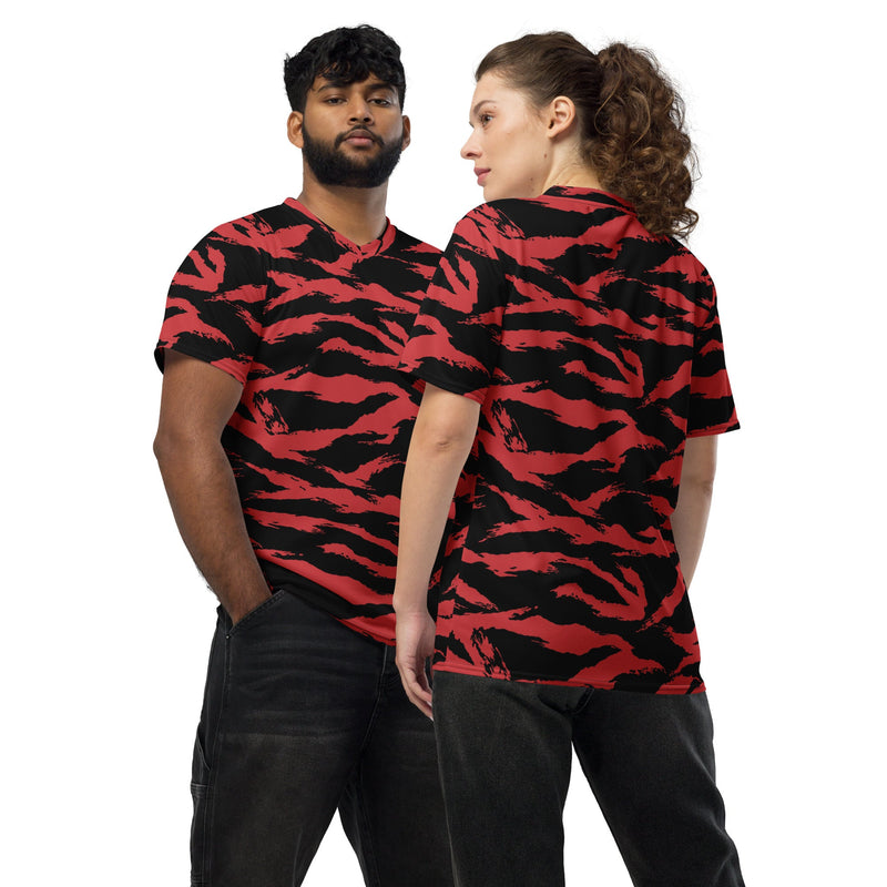 Tiger Stripe Crimson CAMO Unisex Sports Jersey - 2XS