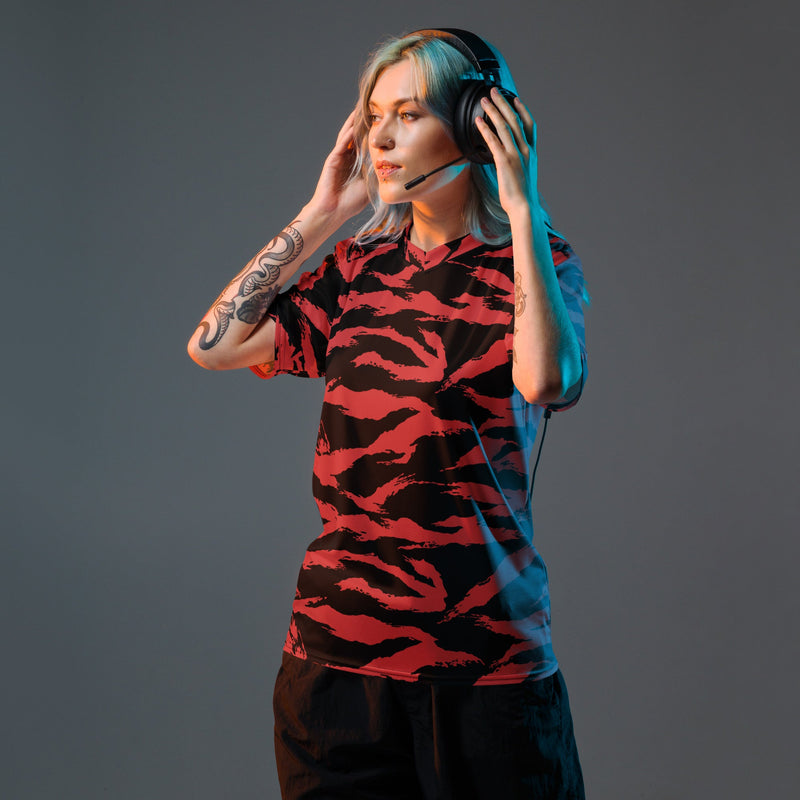 Tiger Stripe Crimson CAMO Unisex Sports Jersey