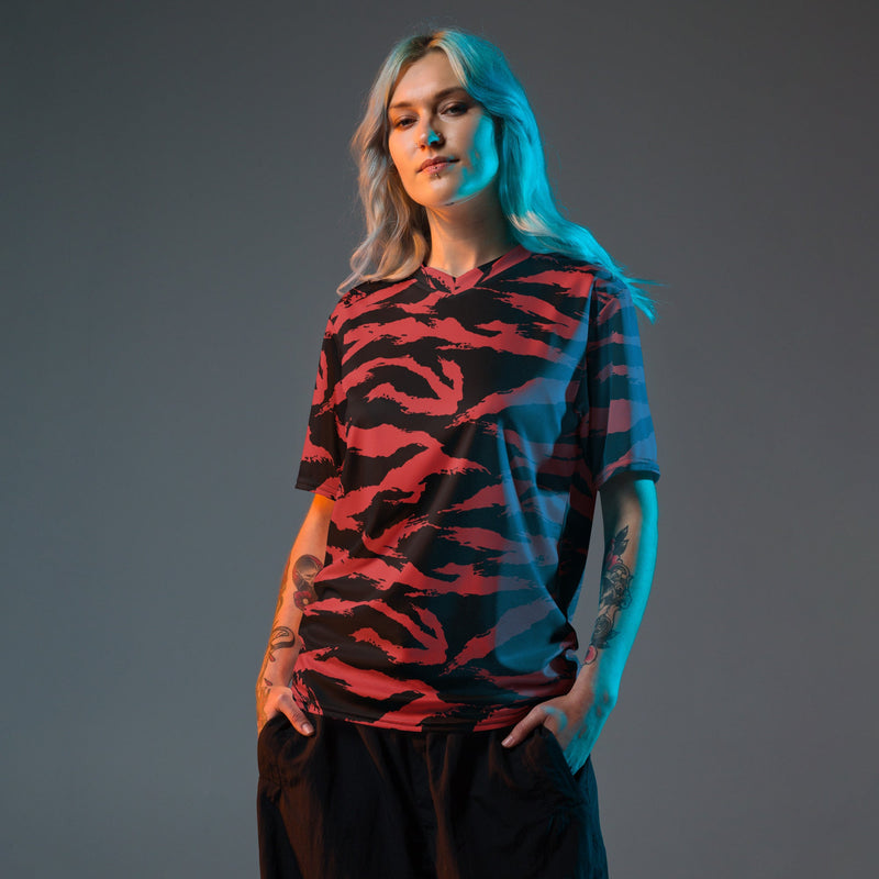 Tiger Stripe Crimson CAMO Unisex Sports Jersey