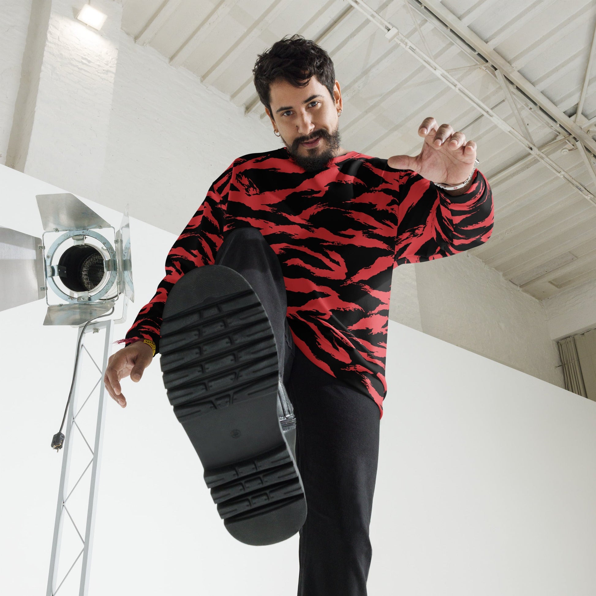 Modern Warfare Tiger Stripe Red and Black CAMO Unisex Sweatshirt - Sweatshirts