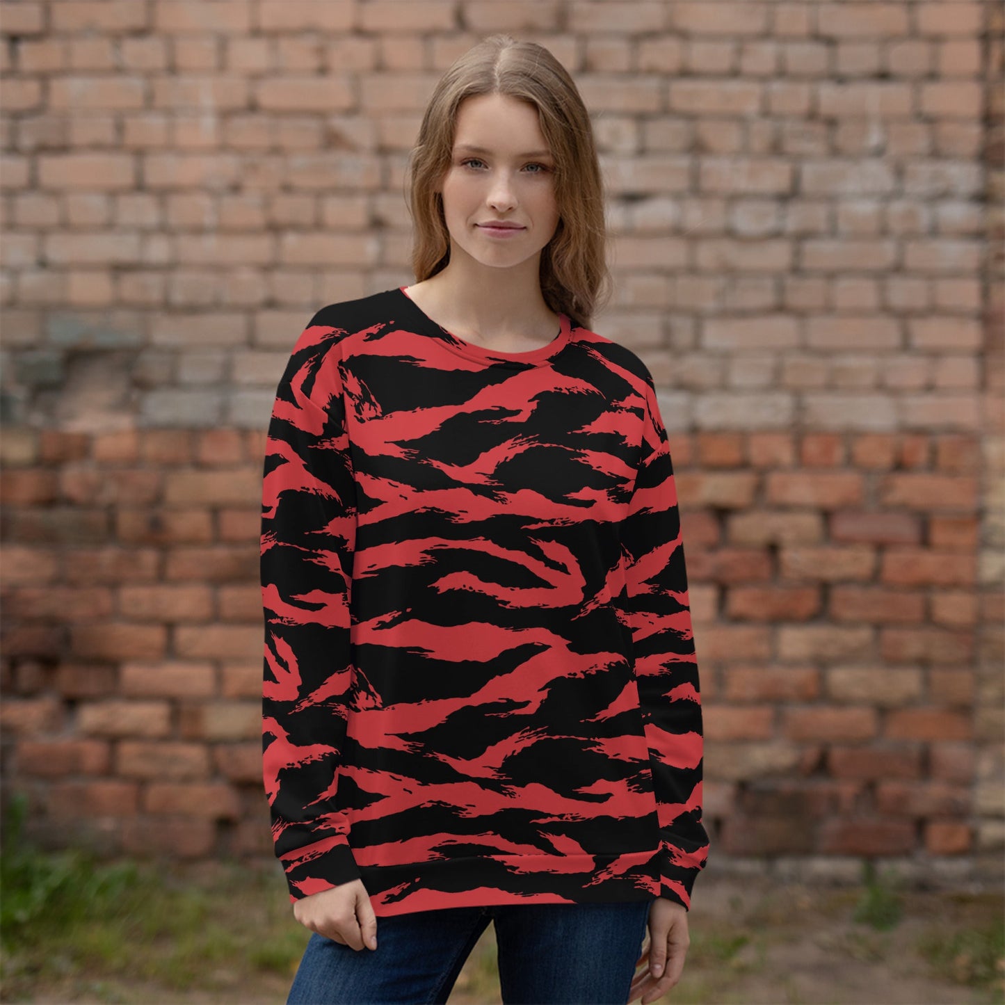 Modern Warfare Tiger Stripe Red and Black CAMO Unisex Sweatshirt - Sweatshirts