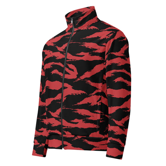 Modern Warfare Tiger Stripe Red and Black CAMO Unisex track jacket - Track Jackets
