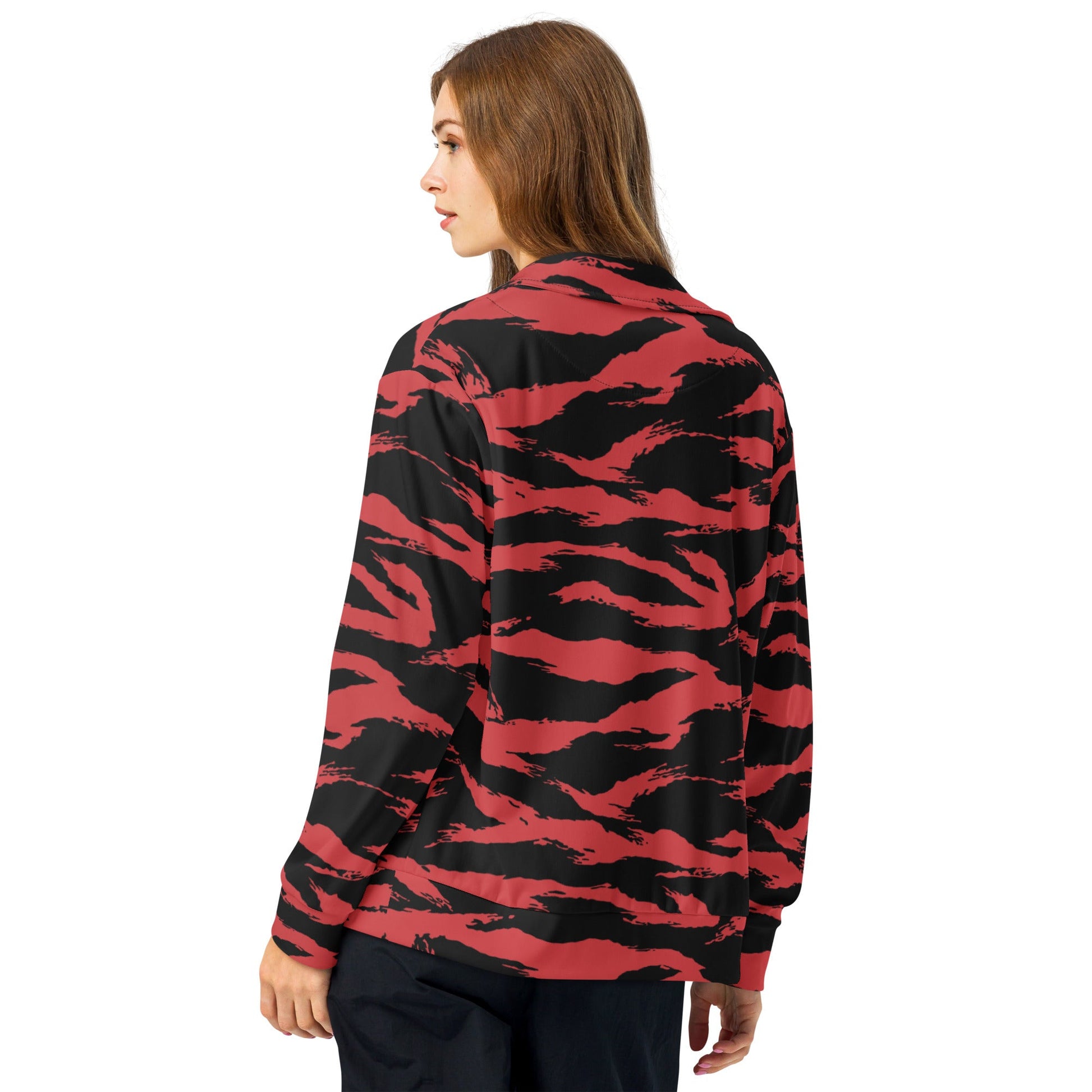 Modern Warfare Tiger Stripe Red and Black CAMO Unisex track jacket - Track Jackets