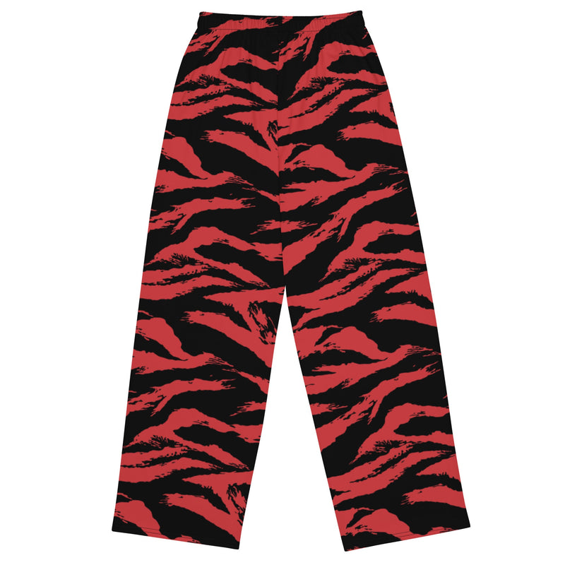 Tiger Stripe Crimson CAMO Unisex Wide-Leg Leisure Pants - Pant