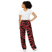 Tiger Stripe Crimson CAMO Unisex Wide-Leg Leisure Pants - Pant
