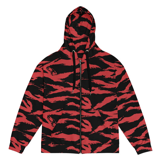 Modern Warfare Tiger Stripe Red and Black CAMO Unisex zip hoodie - 2XS - Zip Hoodies