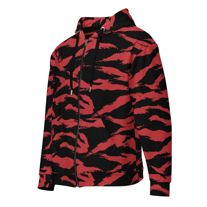 Tiger Stripe Crimson CAMO Unisex Zip Hoodie