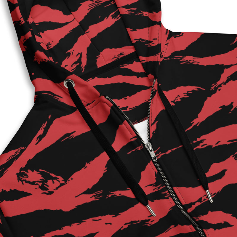 Tiger Stripe Crimson CAMO Unisex Zip Hoodie