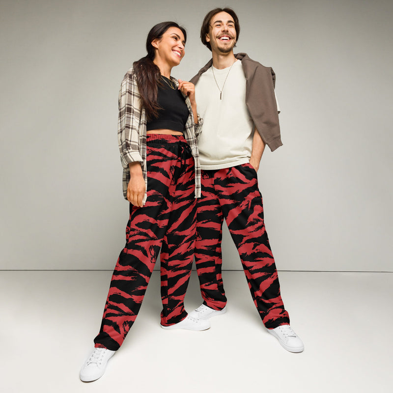 Tiger Stripe Crimson CAMO Unisex Wide-Leg Joggers - 2XS