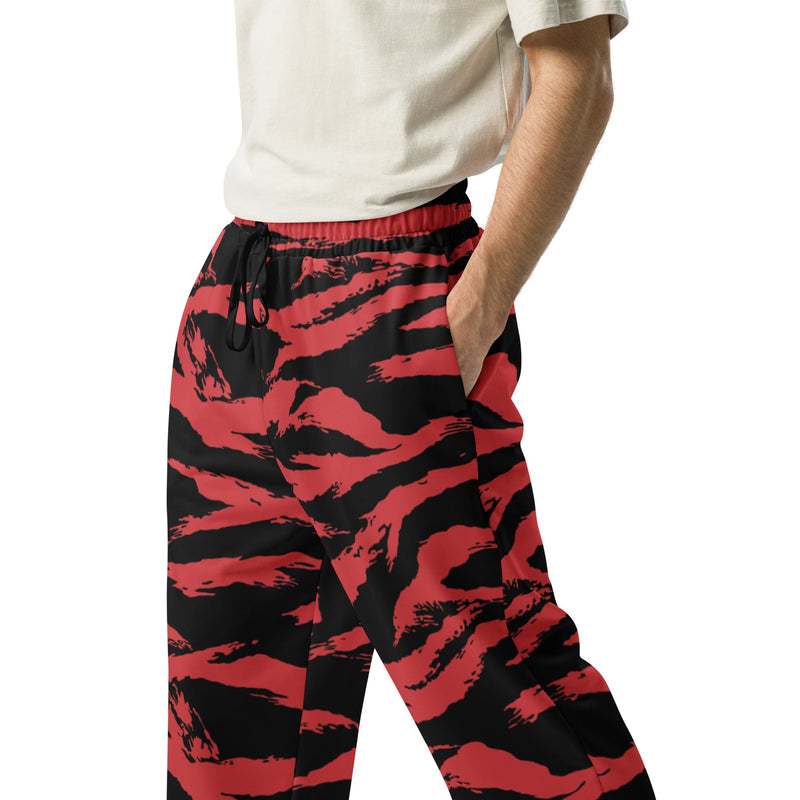 Tiger Stripe Crimson CAMO Unisex Wide-Leg Joggers